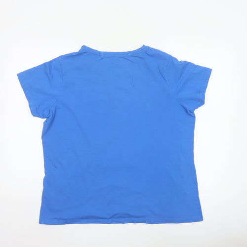 Mountain Warehouse Womens Blue V-Neck Beach Print Cotton T-Shirt Size 18