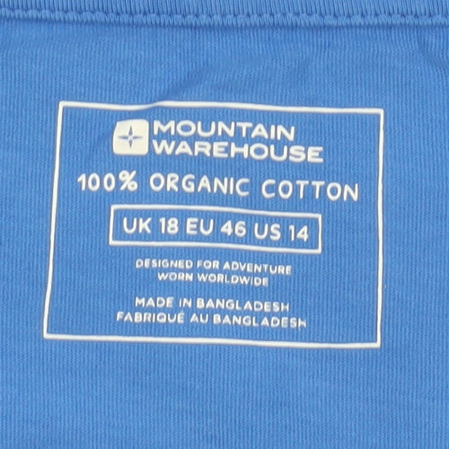 Mountain Warehouse Womens Blue V-Neck Beach Print Cotton T-Shirt Size 18