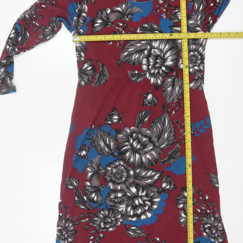 Thought Womens Red Floral Long Sleeve Knee Length Dress Size 10