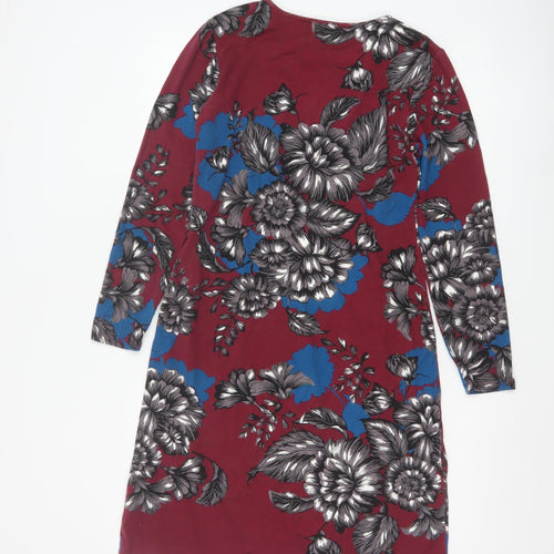 Thought Womens Red Floral Long Sleeve Knee Length Dress Size 10