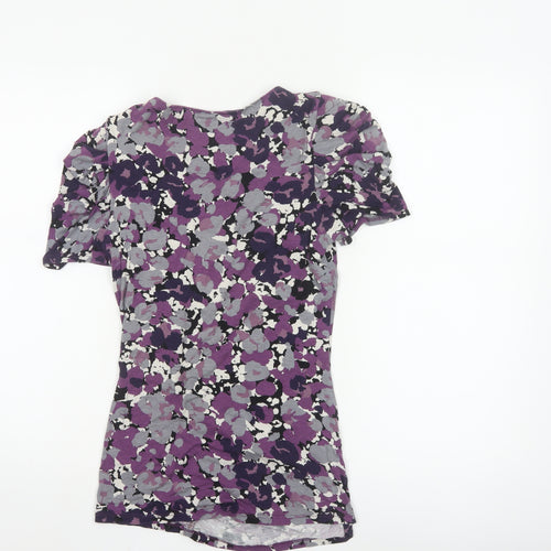 Betty Jackson Black Womens Multicoloured Size 8 Floral Viscose Ruched Top