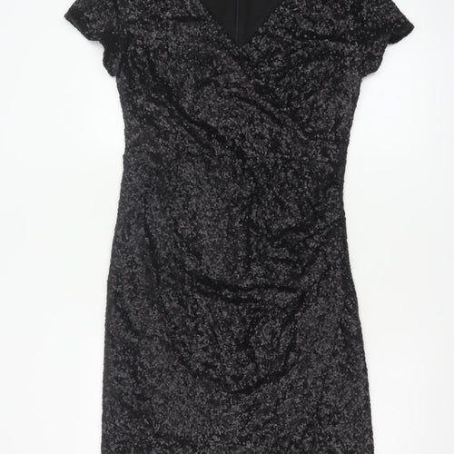 Roman Women Black Sequin Bodycon Knee Length Party Dress Size 12