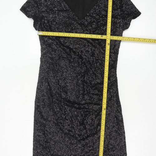 Roman Women Black Sequin Bodycon Knee Length Party Dress Size 12