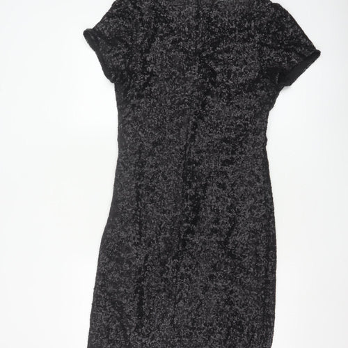 Roman Women Black Sequin Bodycon Knee Length Party Dress Size 12
