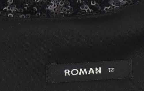 Roman Women Black Sequin Bodycon Knee Length Party Dress Size 12