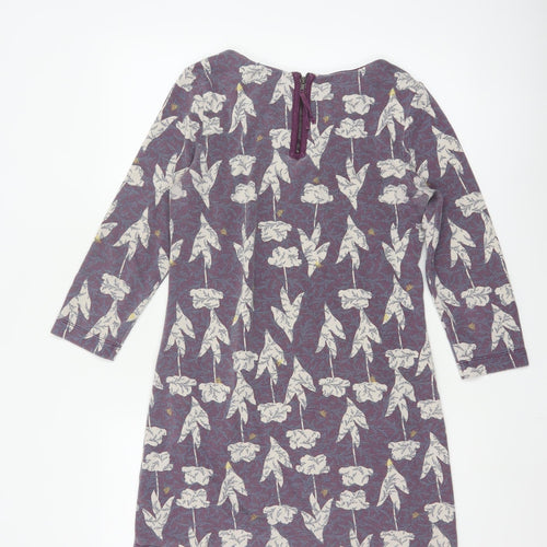 White Stuff Women Purple Floral Mini Shift Dress Size 8 Polyester Blend
