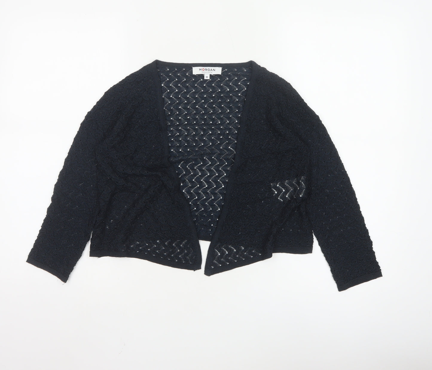 Morgan de Toi Women's Black Open-Knit Cardigan Size M