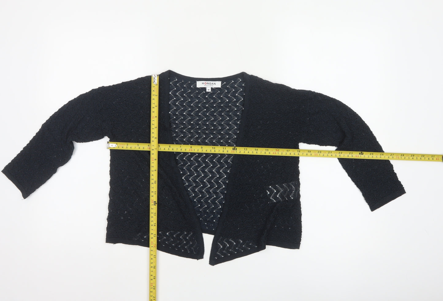 Morgan de Toi Women's Black Open-Knit Cardigan Size M