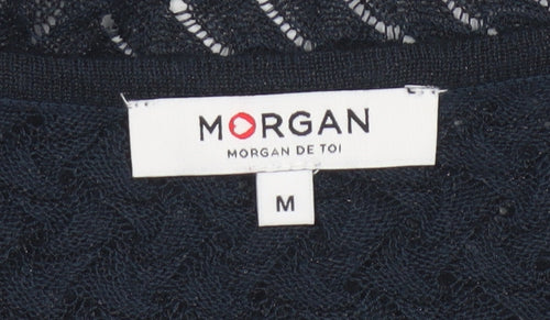 Morgan de Toi Women's Black Open-Knit Cardigan Size M
