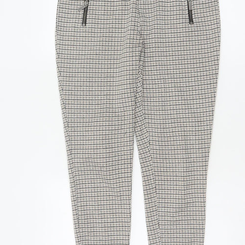 Next Women's Grey Check Slim Trousers Size 14R Viscose Blend