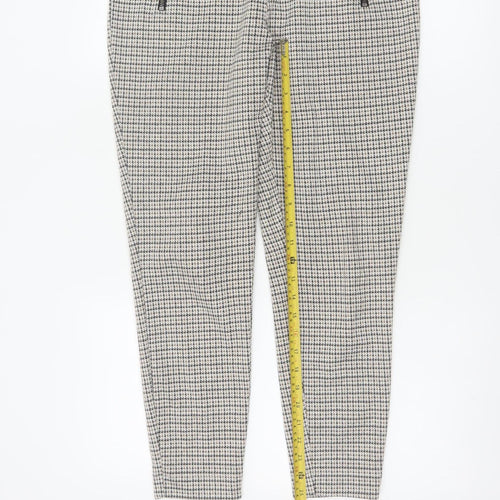 Next Women's Grey Check Slim Trousers Size 14R Viscose Blend