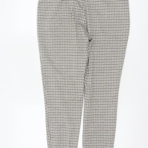 Next Women's Grey Check Slim Trousers Size 14R Viscose Blend