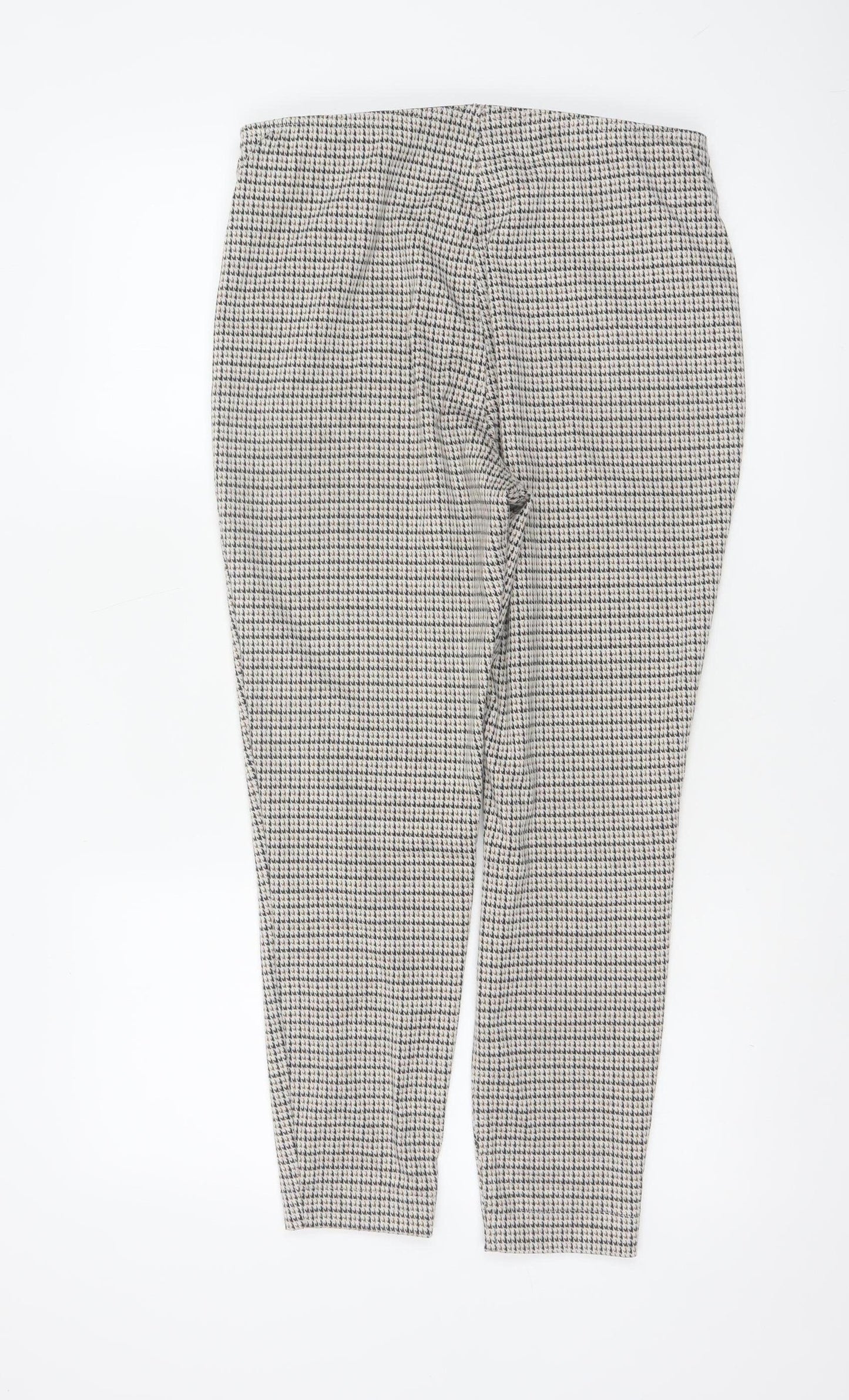Next Women's Grey Check Slim Trousers Size 14R Viscose Blend