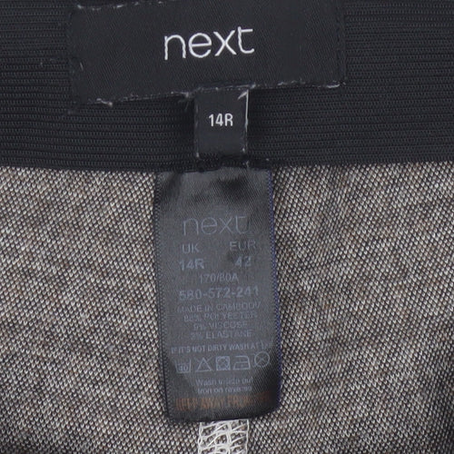 Next Women's Grey Check Slim Trousers Size 14R Viscose Blend