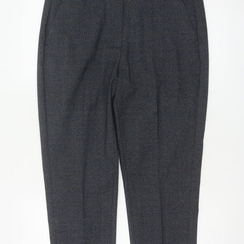 Marks and Spencer Womens Navy Mix Checked Trousers UK 14 Short