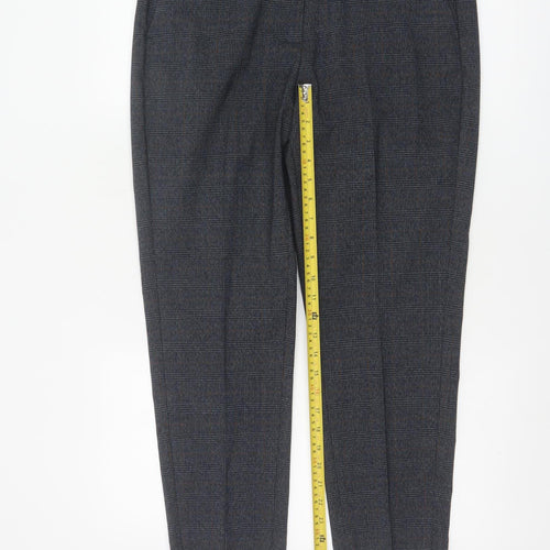 Marks and Spencer Womens Navy Mix Checked Trousers UK 14 Short