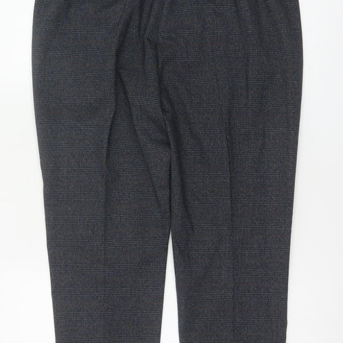 Marks and Spencer Womens Navy Mix Checked Trousers UK 14 Short
