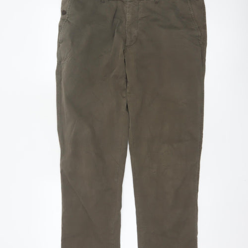 Jigsaw Men's Brown Chino Trousers Size 34 Regular Fit Cotton Blend