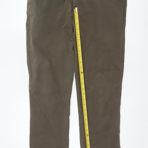 Jigsaw Men's Brown Chino Trousers Size 34 Regular Fit Cotton Blend