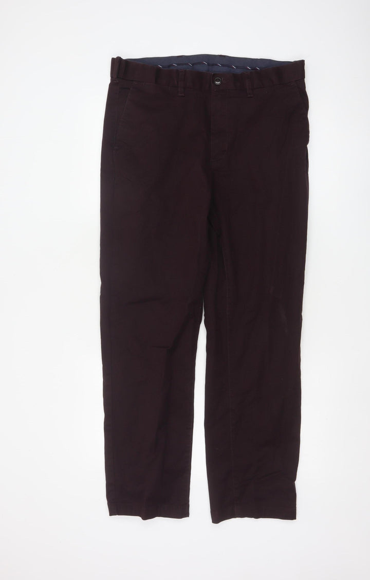 Marks and Spencer Men's Brown Regular Fit Chino Trousers 38W 31L