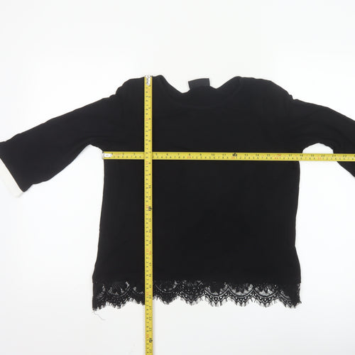 Wallis Women’s Black Lace Hem 3/4 Sleeve Tunic Blouse UK 12