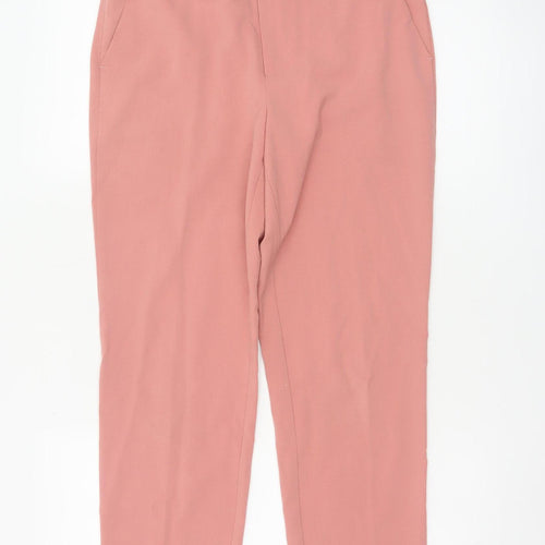 Stradivarius Women Pink Cropped Trousers M Polyester Blend