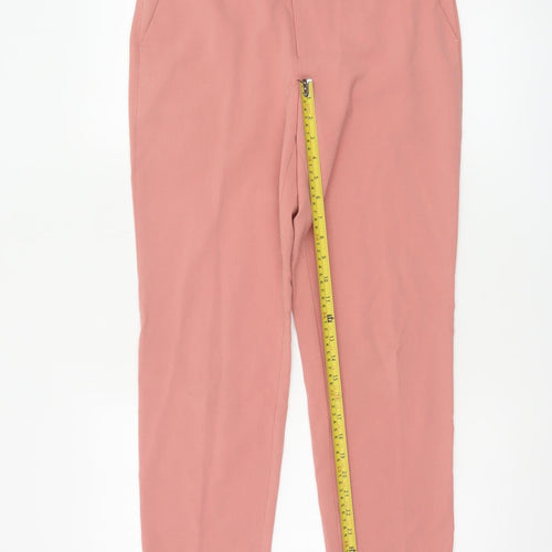 Stradivarius Women Pink Cropped Trousers M Polyester Blend