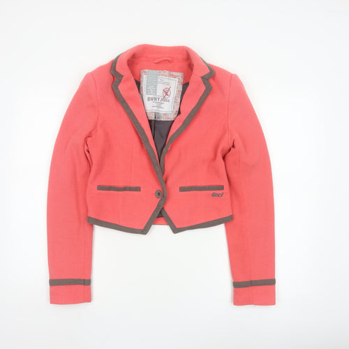 BWNY Jeans Women's Pink Cropped Blazer Size 12 Single-Breasted Jacket