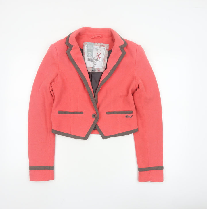 BWNY Jeans Women's Pink Cropped Blazer Size 12 Single-Breasted Jacket