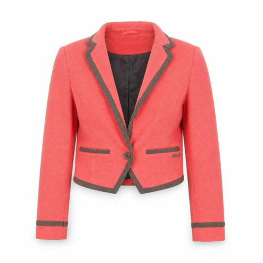 BWNY Jeans Women's Pink Cropped Blazer Size 12 Single-Breasted Jacket