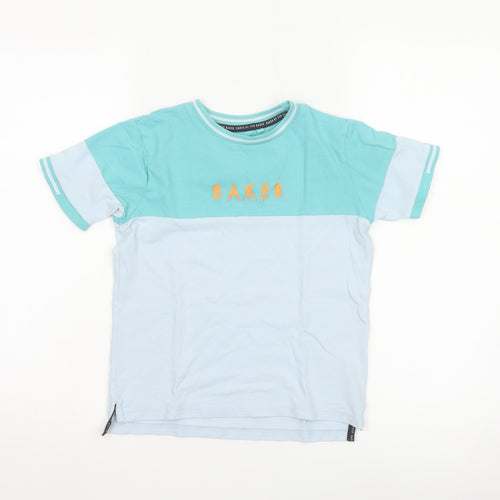 Ted Baker Boys Blue Colourblock Logo T-Shirt 8 Years Short Sleeve