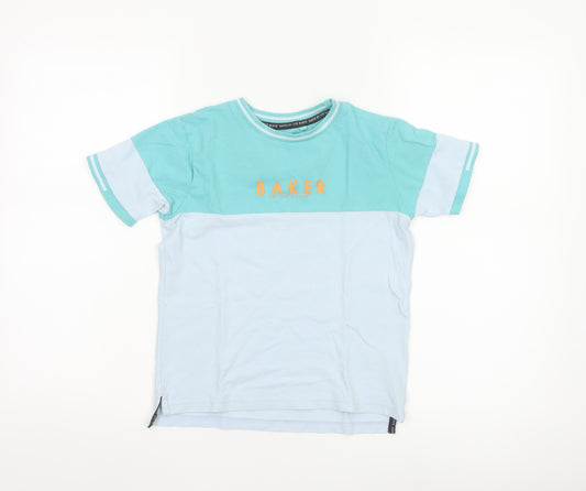 Ted Baker Boys Blue Colourblock Logo T-Shirt 8 Years Short Sleeve