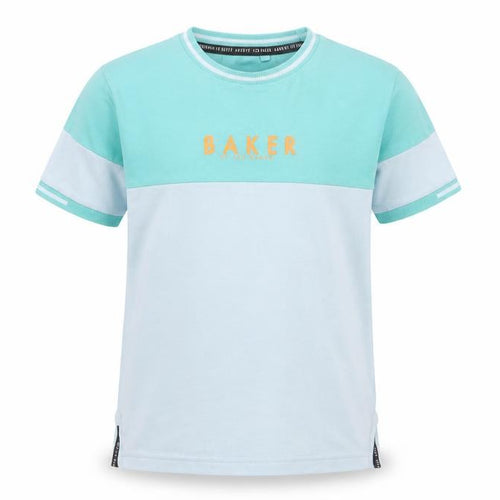 Ted Baker Boys Blue Colourblock Logo T-Shirt 8 Years Short Sleeve