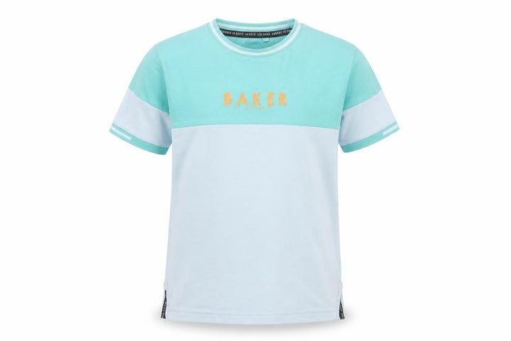 Ted Baker Boys Blue Colourblock Logo T-Shirt 8 Years Short Sleeve