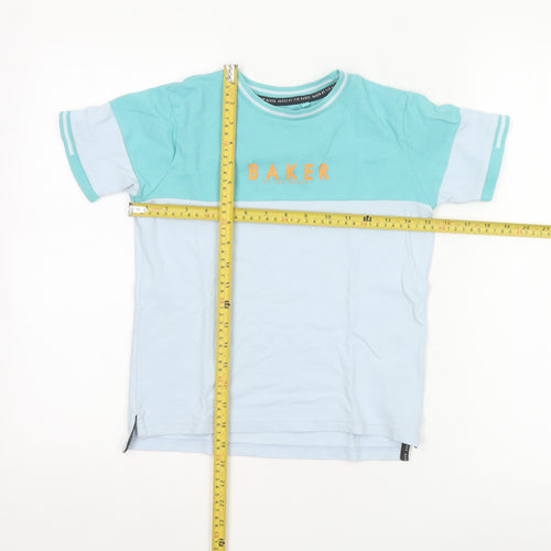 Ted Baker Boys Blue Colourblock Logo T-Shirt 8 Years Short Sleeve
