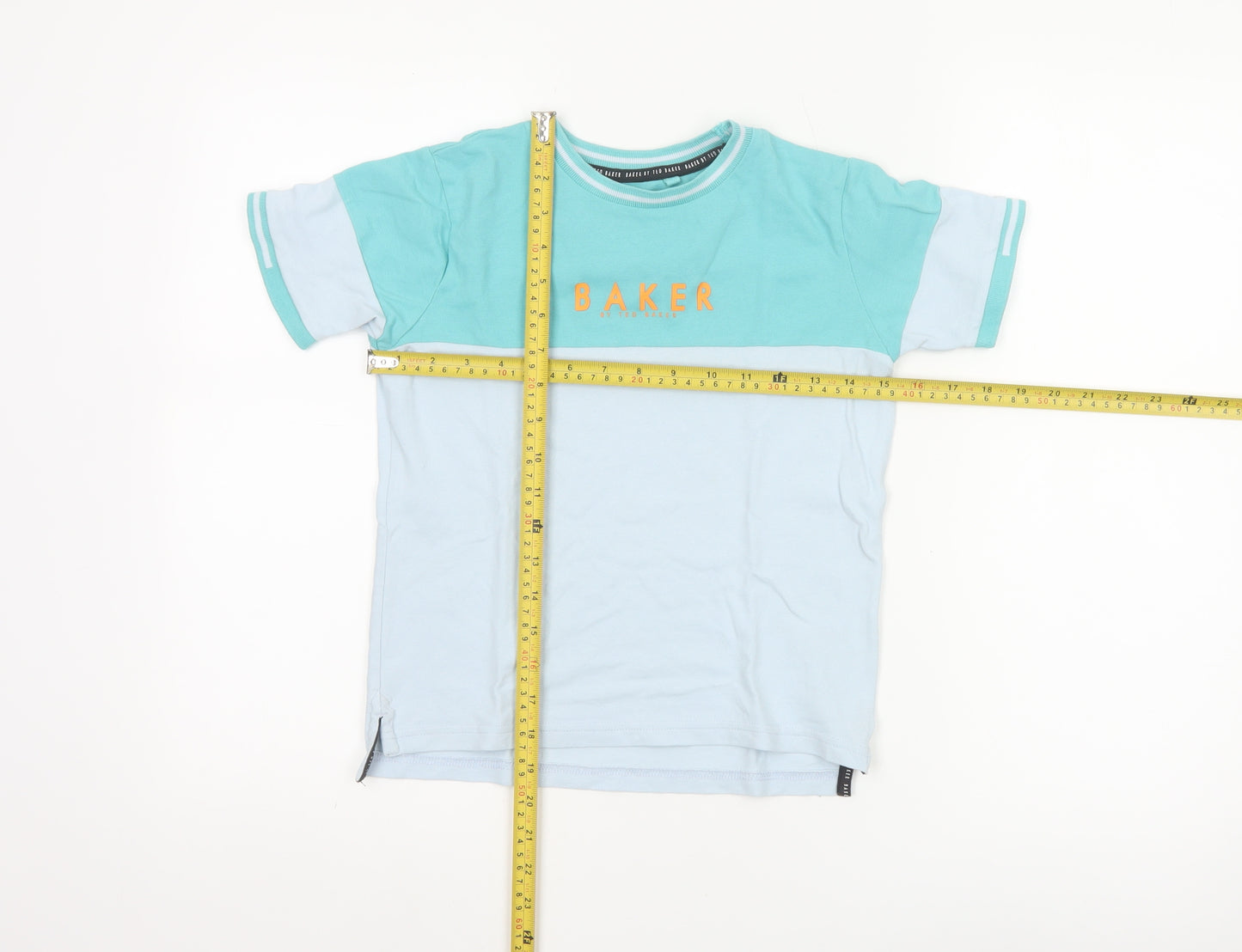 Ted Baker Boys Blue Colourblock Logo T-Shirt 8 Years Short Sleeve