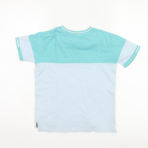 Ted Baker Boys Blue Colourblock Logo T-Shirt 8 Years Short Sleeve
