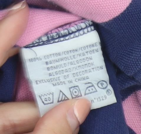 Ralph Lauren Mens Blue Pink Striped Polo Shirt XL Custom Fit