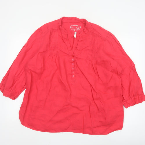 Marks and Spencer Women’s Pink Linen Tunic Blouse Size 22