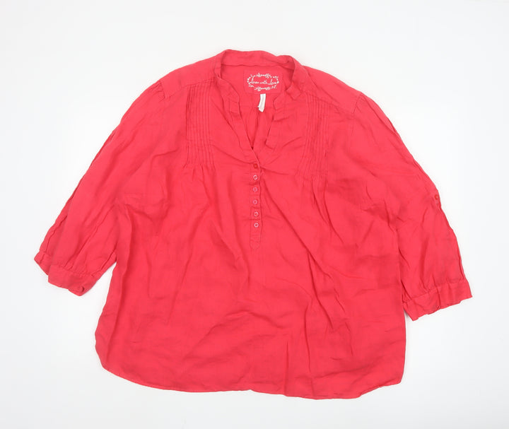 Marks and Spencer Women’s Pink Linen Tunic Blouse Size 22