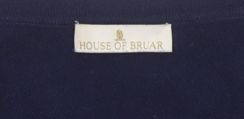 House of Bruar Women's Blue Silk Cotton Cashmere Short Sleeve T-Shirt Size 12