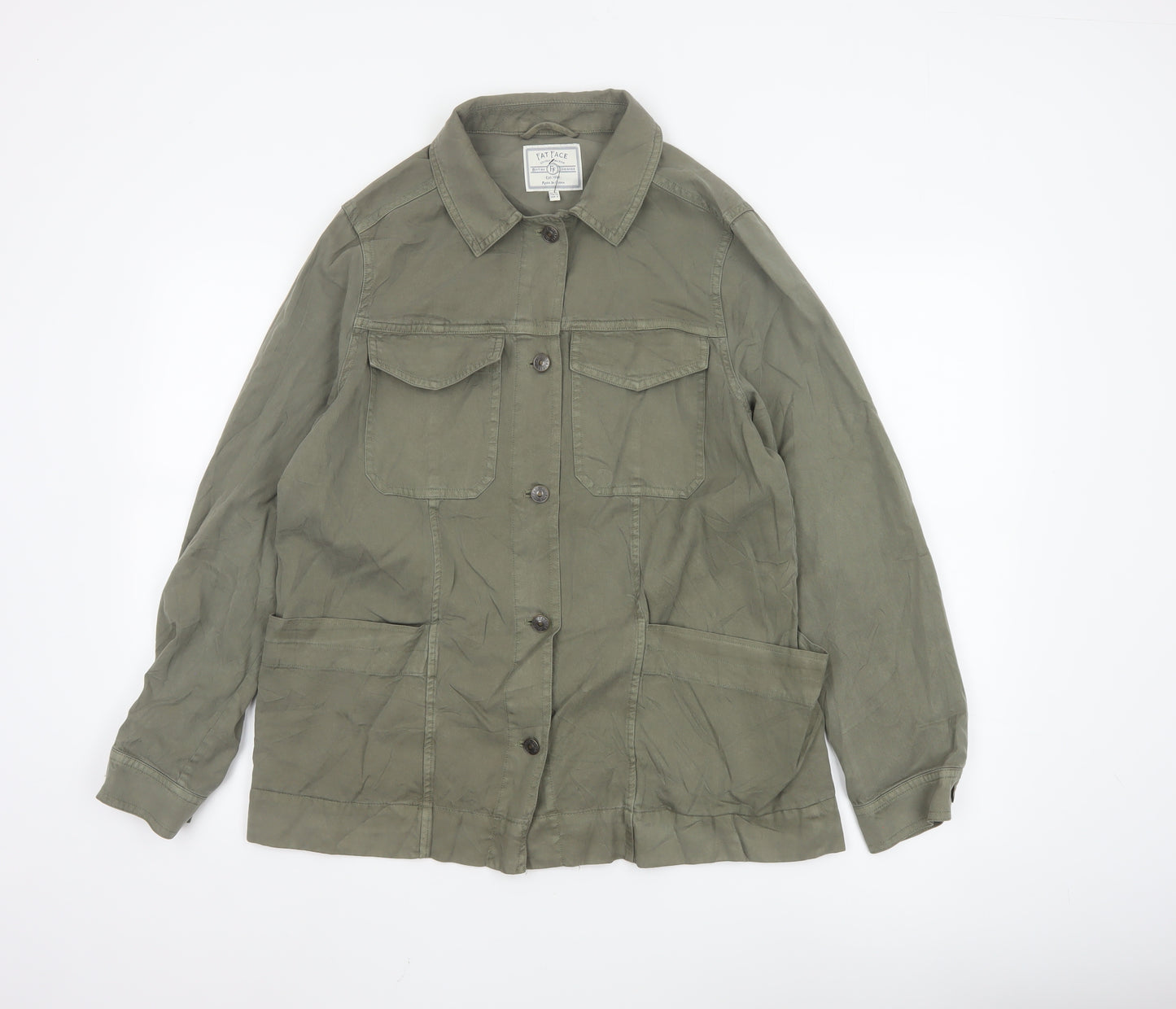 Fat Face Women’s Green Jacket Size 12 Military Style Cotton Blend