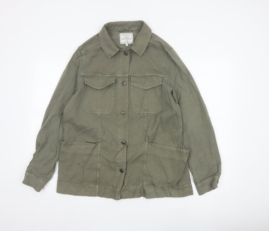 Fat Face Women’s Green Jacket Size 12 Military Style Cotton Blend