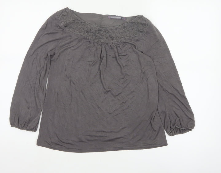 Boden Women's Grey Tunic Style Silk Blend Blouse UK 6