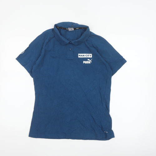 Puma Women Blue Man City Polo Shirt M Short Sleeve