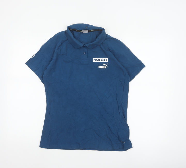 Puma Women Blue Man City Polo Shirt M Short Sleeve