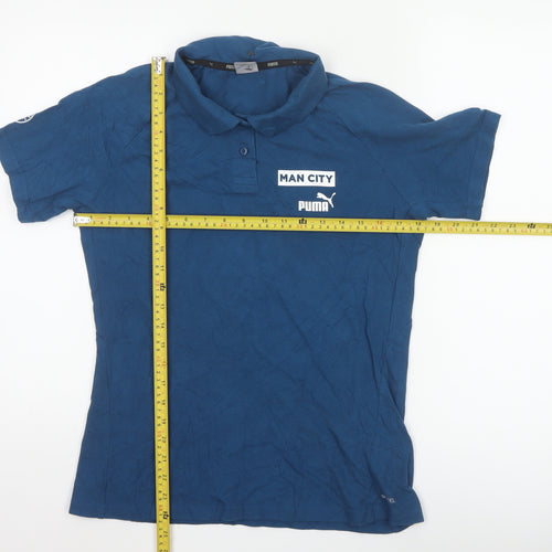 Puma Women Blue Man City Polo Shirt M Short Sleeve