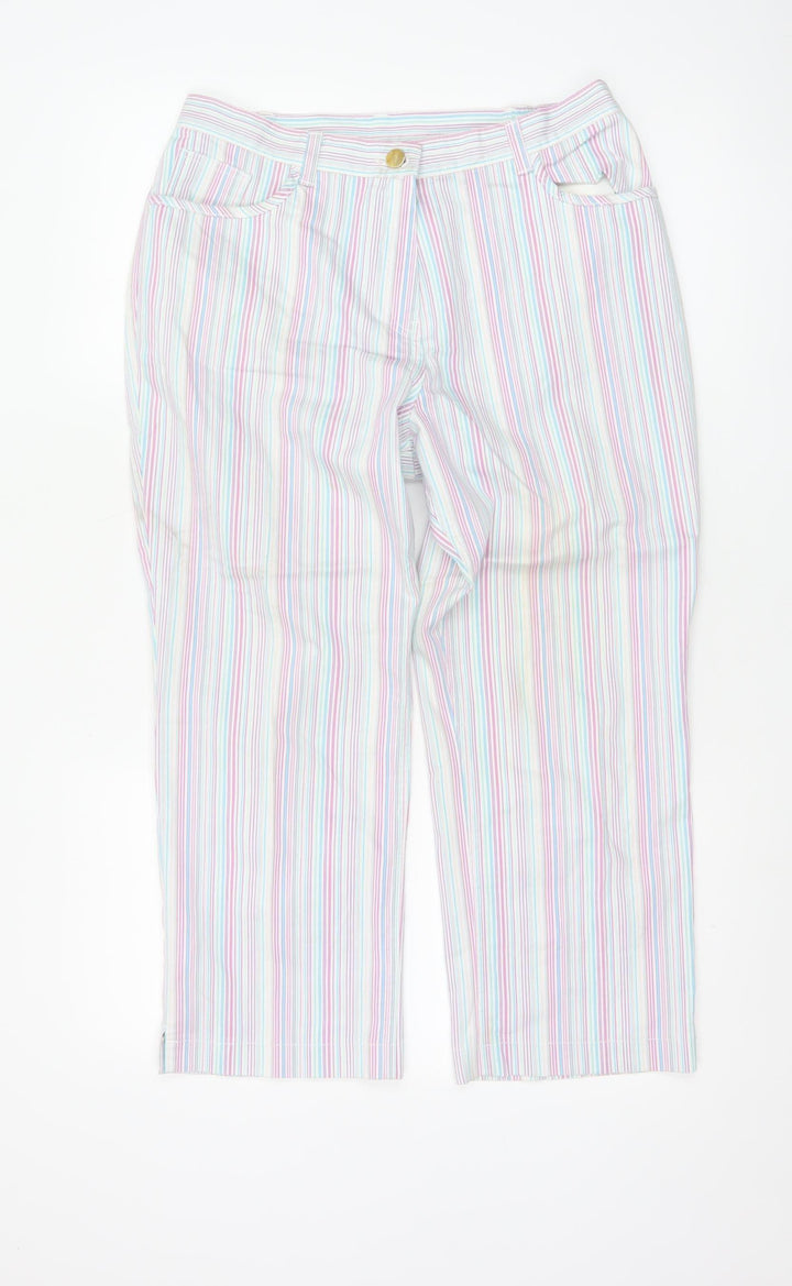 Marks and Spencer Women’s Multicoloured Cropped Striped Trousers Size 12
