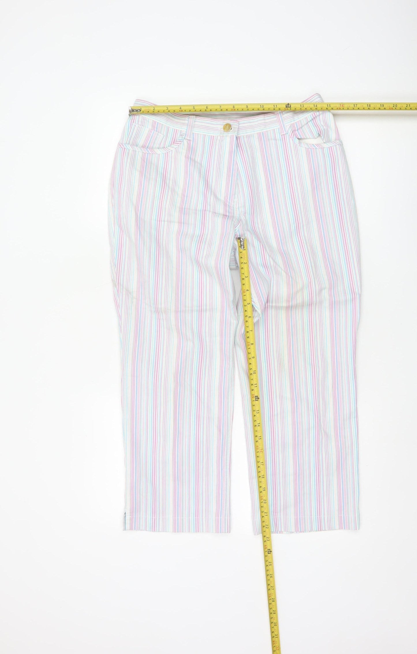 Marks and Spencer Women’s Multicoloured Cropped Striped Trousers Size 12