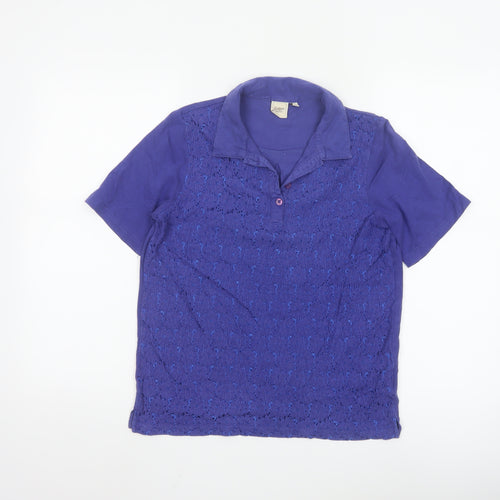 Cotton Traders Women's Purple Lace Polo Blouse Size 10